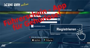 Snapshot aus der Anwendung mit Überschrift "Führerschein - App für Gehörlose"