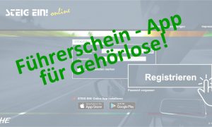 Snapshot aus der Anwendung mit Überschrift "Führerschein - App für Gehörlose"