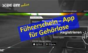 Snapshot aus der Anwendung mit Überschrift "Führerschein - App für Gehörlose"