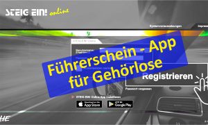 Snapshot aus der Anwendung mit Überschrift "Führerschein - App für Gehörlose"